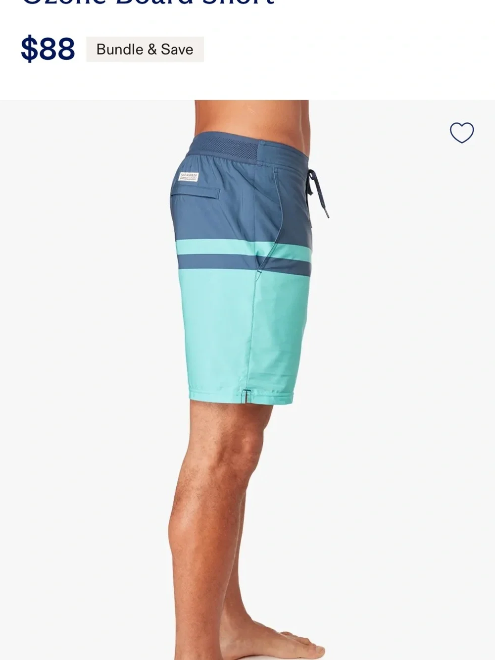 Fair Harbor Men's Teal and Navy Ozone Board Short